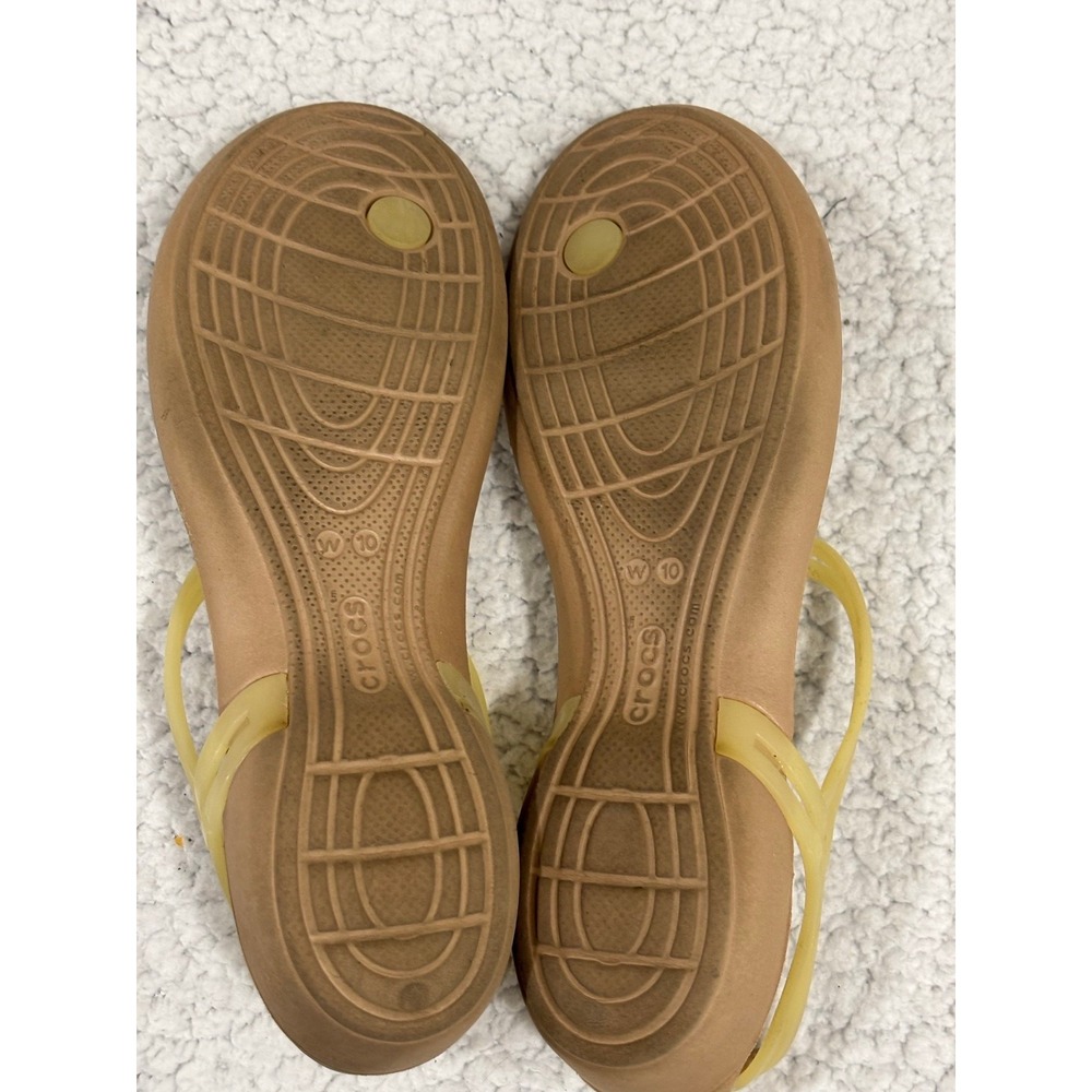 Crocs Isabella Yellow T-Strap Sandals Womens 10 Casual Coastal Summer Beach - Picture 8 of 10